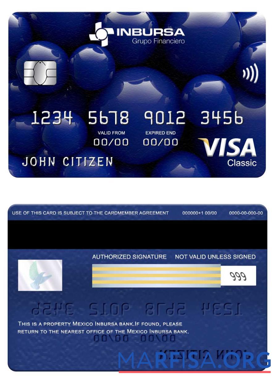 Downloadable Mexico Inbursa bank visa classic card download for verification